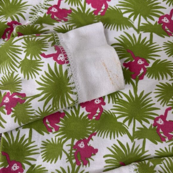 Roller Rabbit Pajama Set Kids Size 8 Pima Cotton Green Pink Monkeys 2 Piece Set - Picture 5 of 7